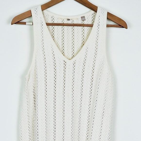 Anthropologie Size S Sleeveless Knit Tunic Fringe Hem Cream - Picture 3 of 12